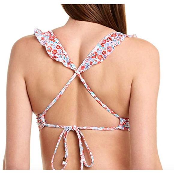 Shoshanna Womens Ruffled Floral Print Bikini Swim Top size B / C Cup NWT - Picture 2 of 4